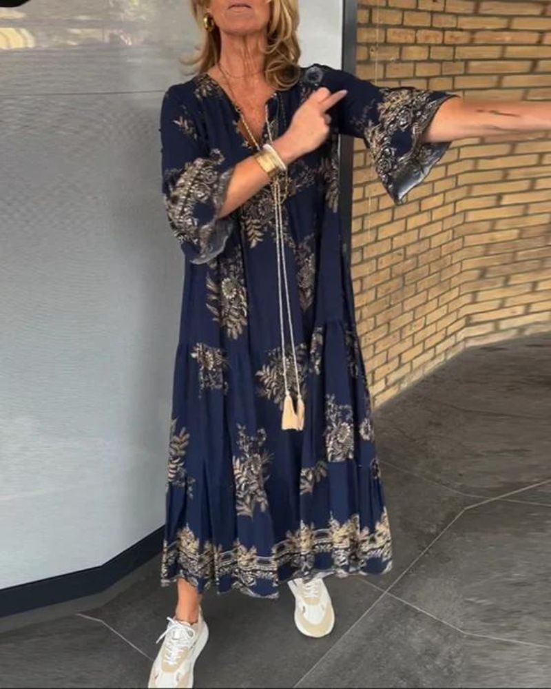 ANNE - Robe vintage ample avec décolleté en V