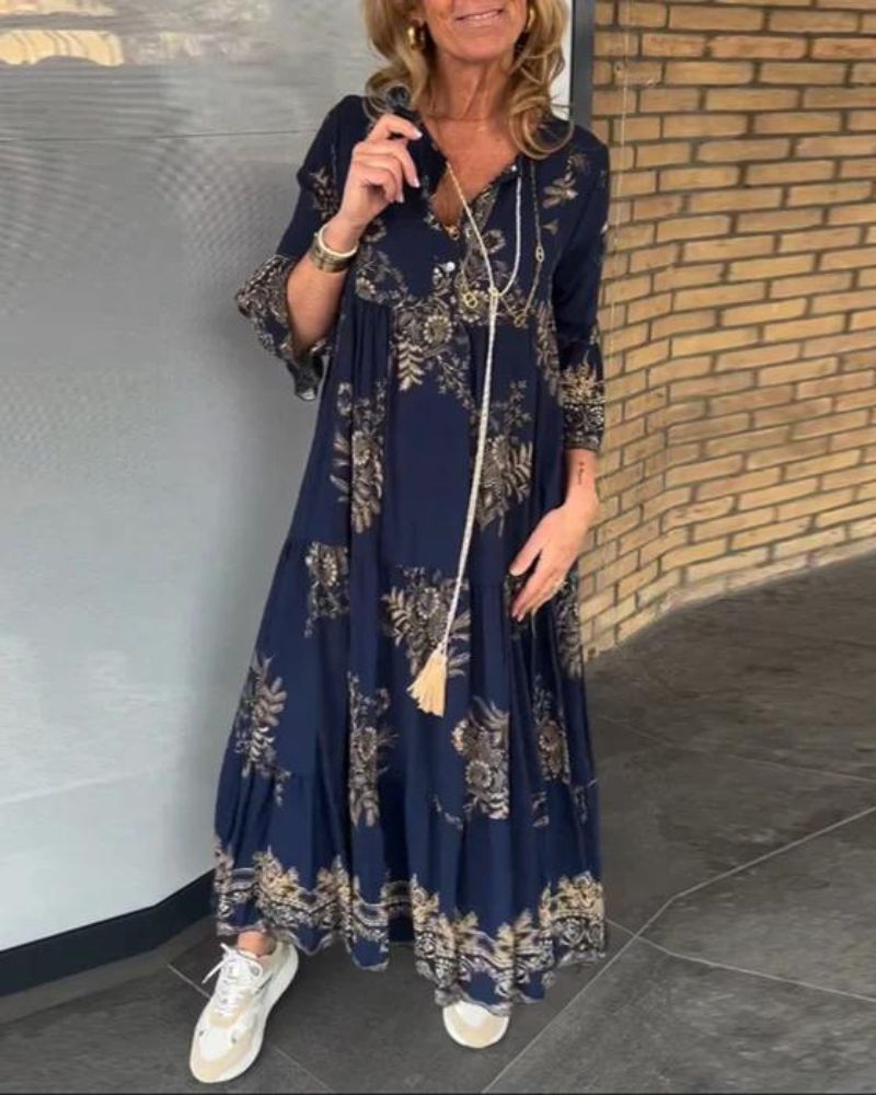 ANNE - Robe vintage ample avec décolleté en V