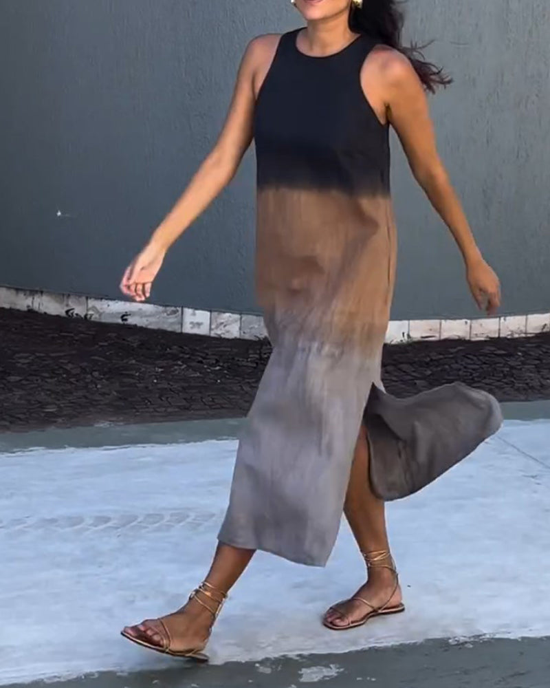 Melanie | Robe Sans Manches en Lin Ombre