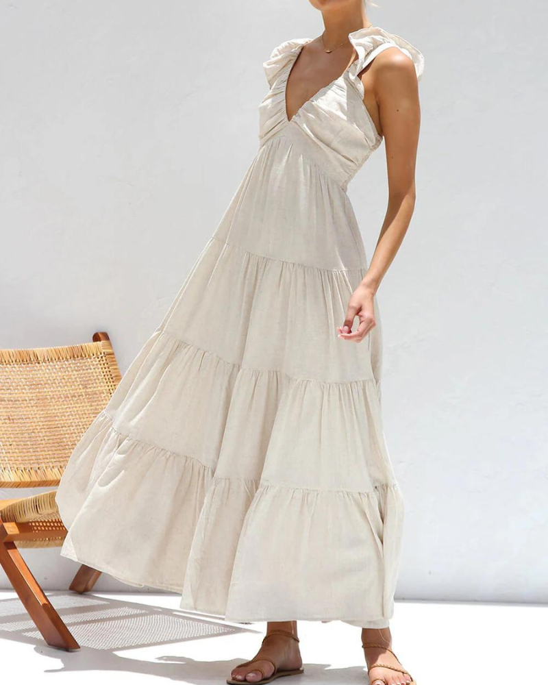 CAPRI - ROBE MAXI À VOLANTS POUR LES VACANCES