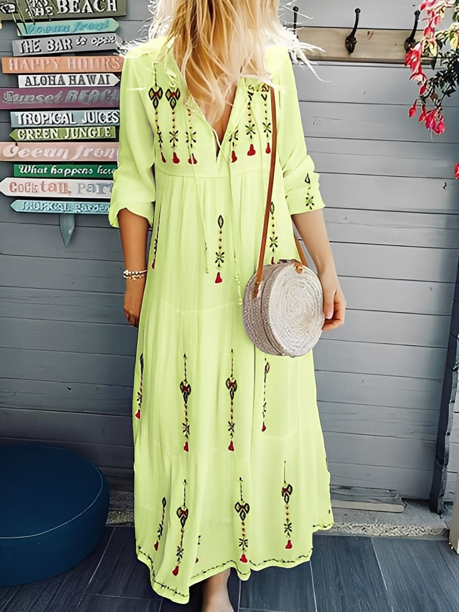 Cassandra - Robe élégante à col en V pour femmes