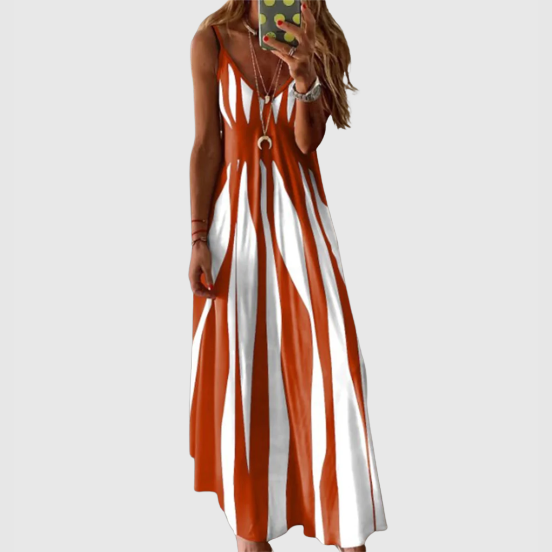 Ariella - Robe Maxi Sans Manches à Rayures Chic