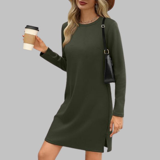 TATLO™ - Robe mini décontractée à manches longues et col rond