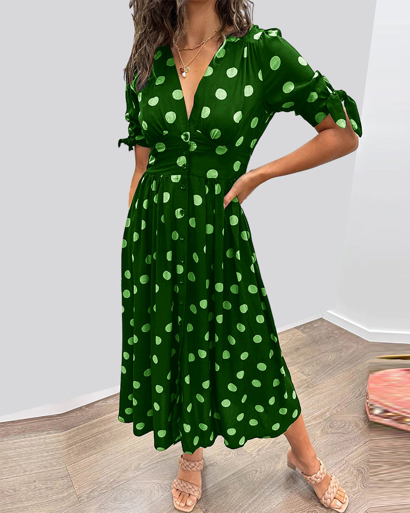 Maria | Robe à Pois avec Boutons