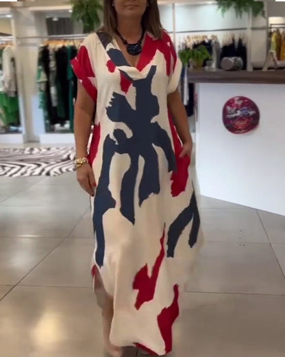 Robe Imprimée à Manches Courtes