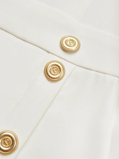 Malene™ | Robe Midi Unie avec Ouverture de Boutons et Décolleté Rond