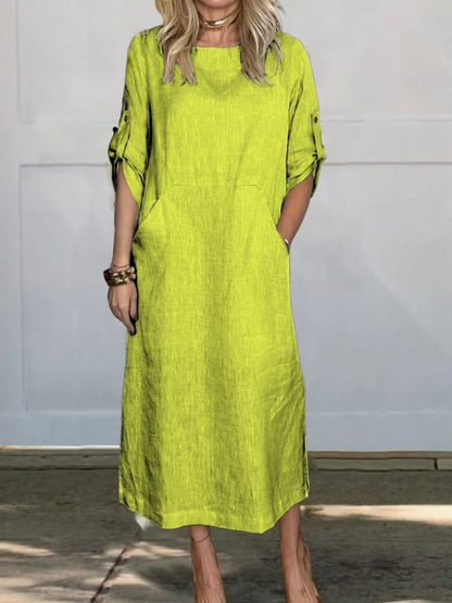 Mia™ - Robe en Lin Simple et Confortable avec Poches