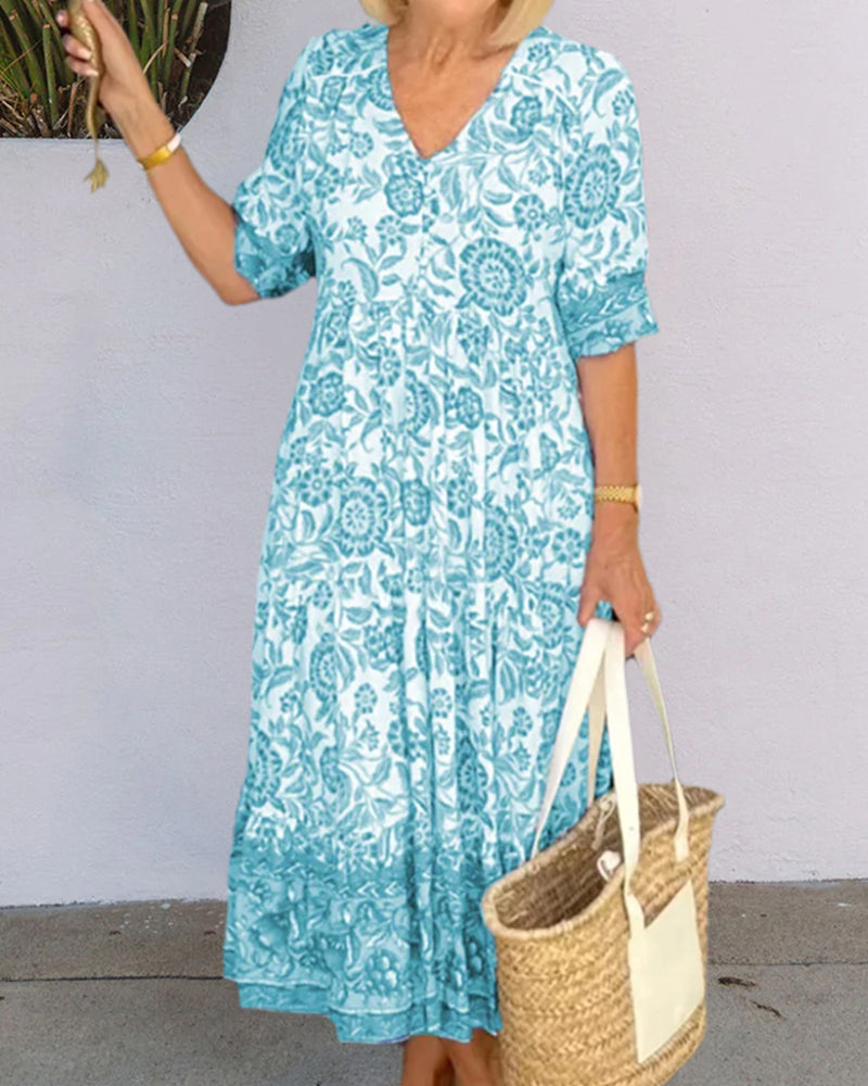 Sophia™ - Robe V avec Imprimé Floral Élégant