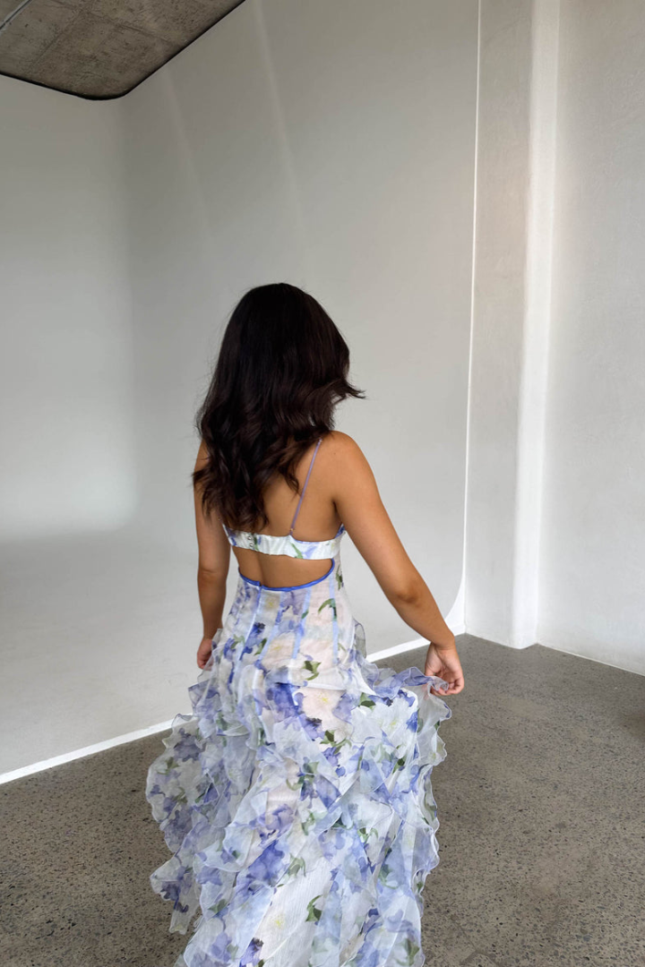 Noemi - Robe Maxi à Bretelles Spaghetti avec Imprimé Floral