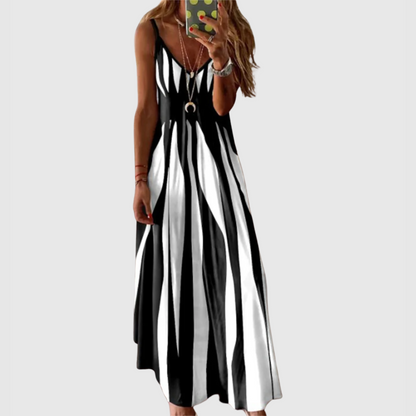 Ariella - Robe Maxi Sans Manches à Rayures Chic