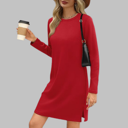 TATLO™ - Robe mini décontractée à manches longues et col rond