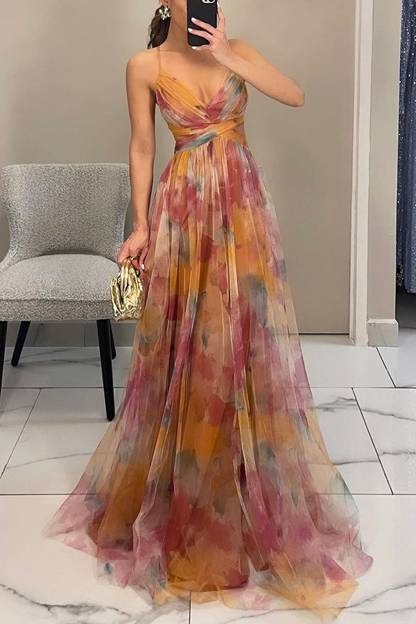 Alina – Robe longue à décolleté en V pour les invités de mariage