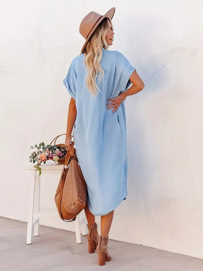 Samira-Robe chemise avec poches fixes