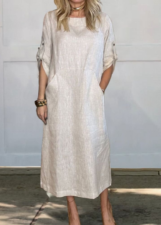 Mia™ - Robe en Lin Simple et Confortable avec Poches
