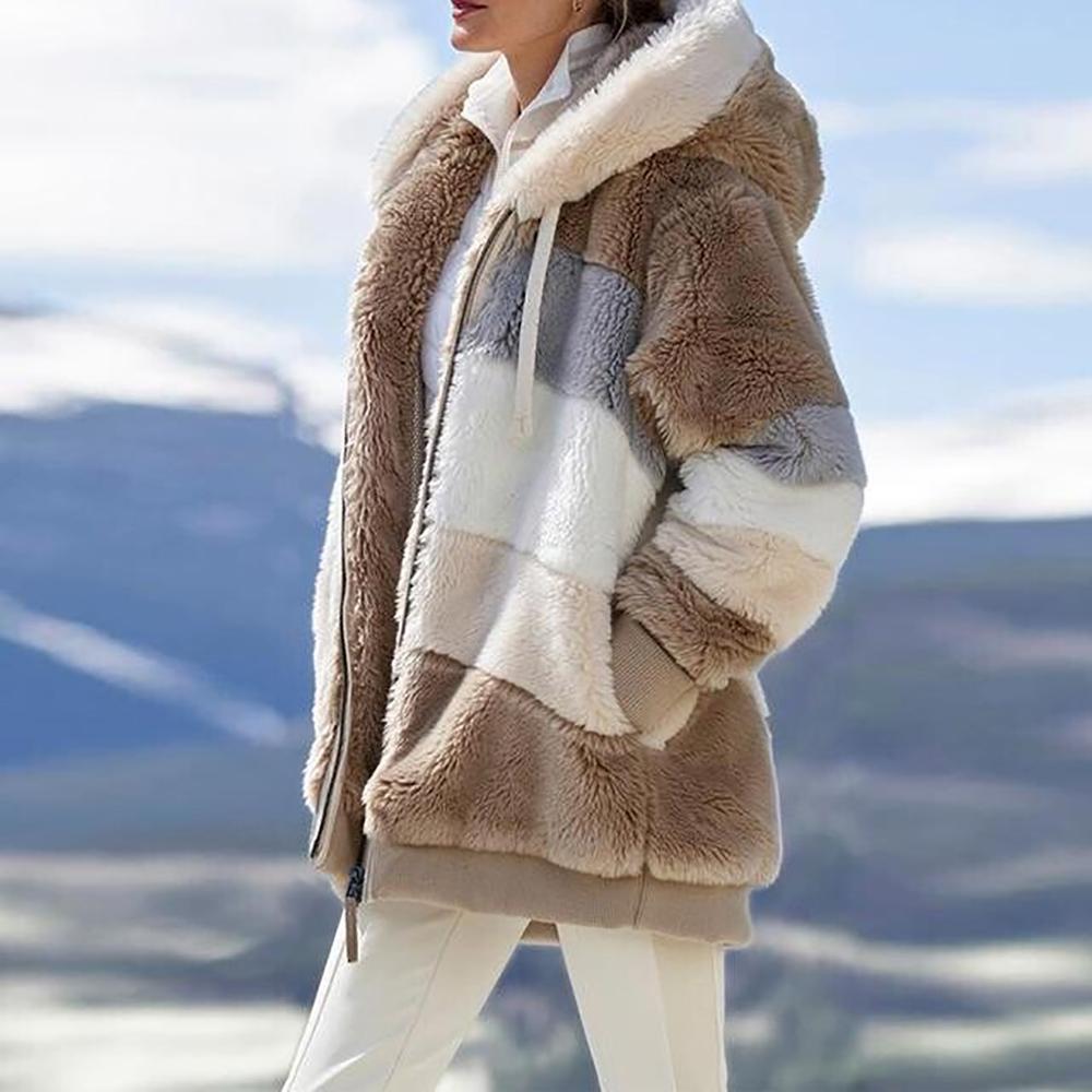 KAREN | Manteau Oversized en Peau Douce et Chaude avec Capuche