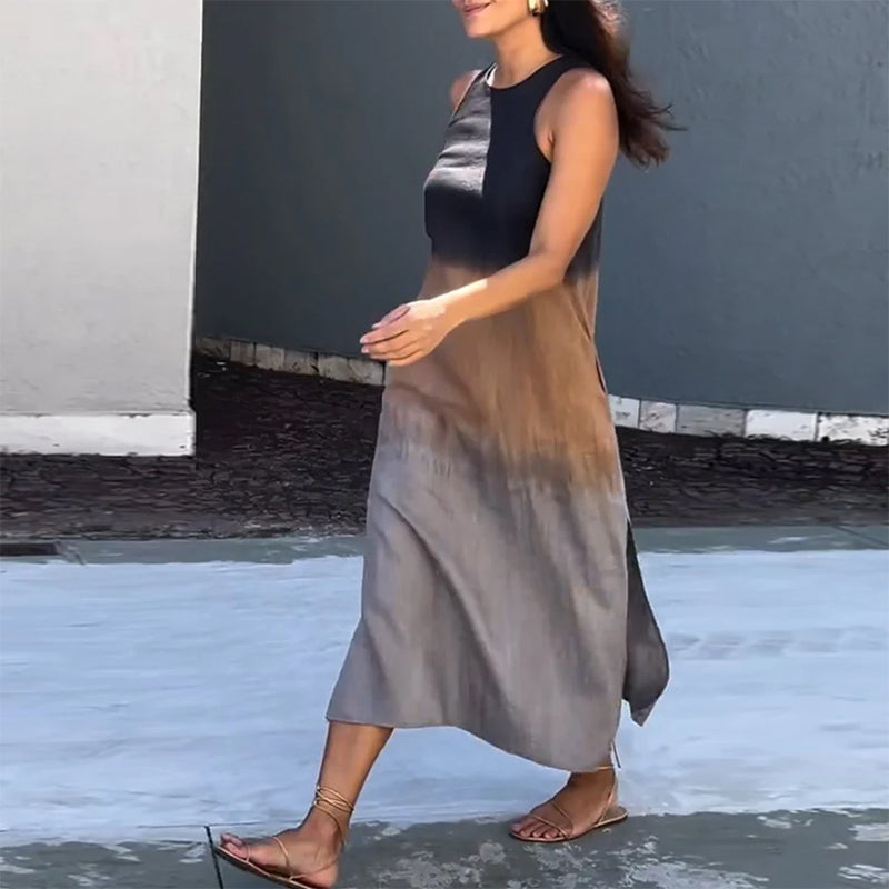 Melanie | Robe Sans Manches en Lin Ombre