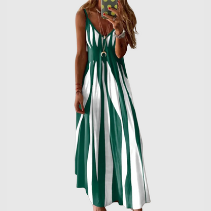 Ariella - Robe Maxi Sans Manches à Rayures Chic