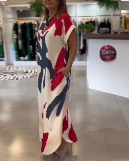 Robe Imprimée à Manches Courtes