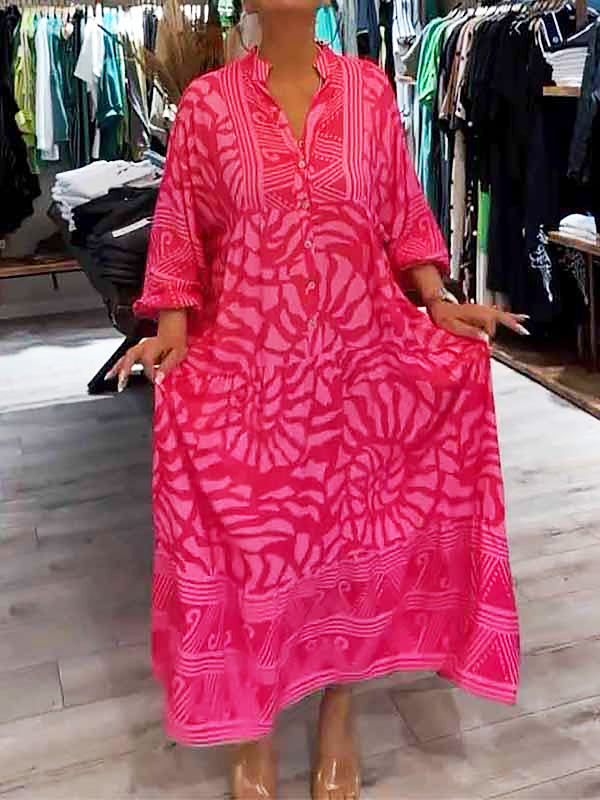 Elka™ - Robe Ample Imprimée avec Décolleté en V pour Femmes