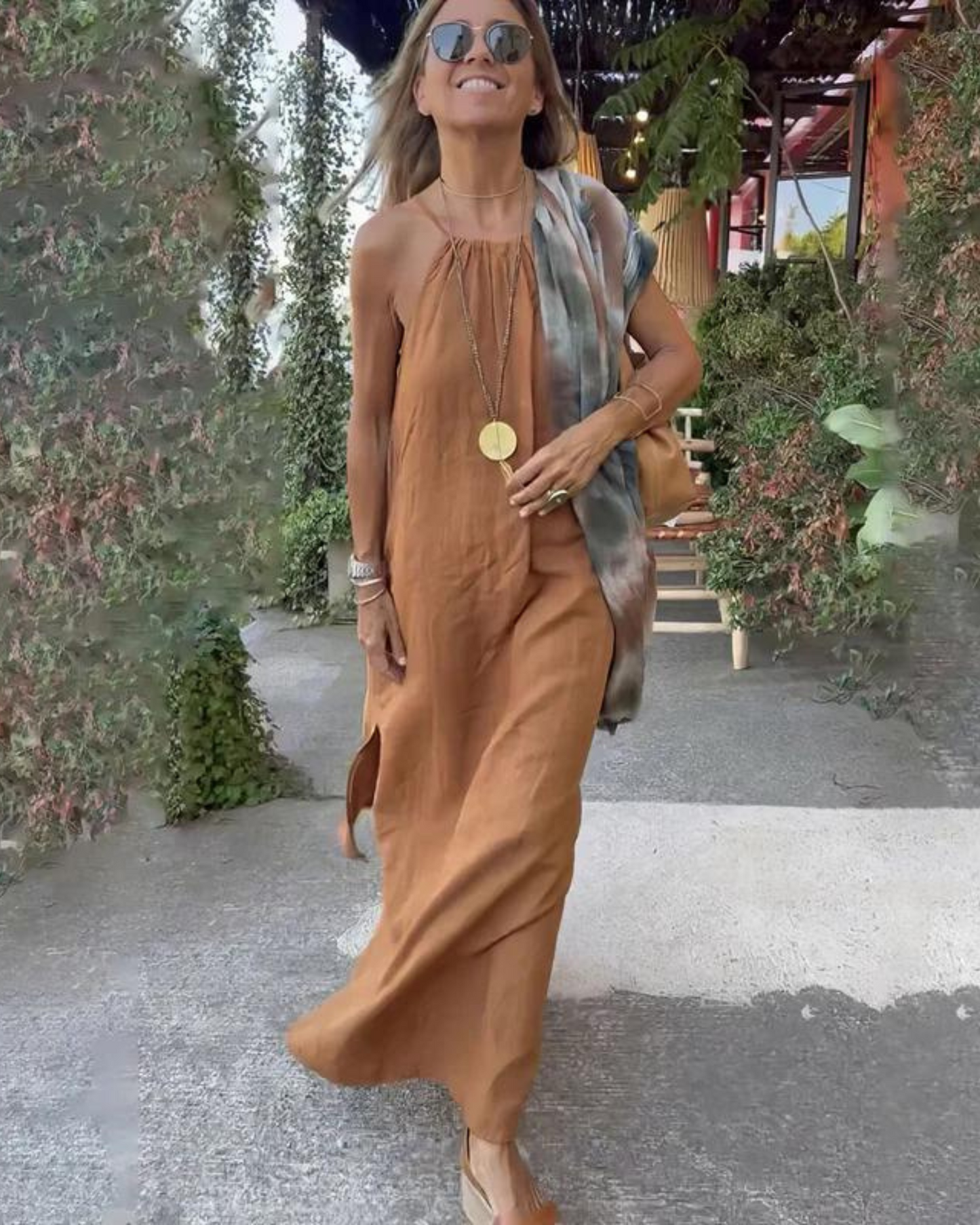 DOWN THE COVE - Robe longue en mélange de lin