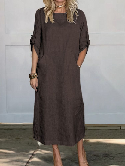 Mia™ - Robe en Lin Simple et Confortable avec Poches