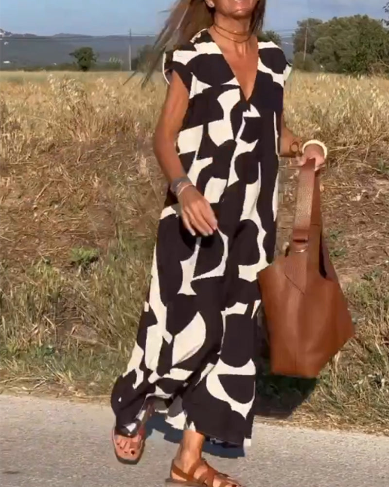 Lauren | Robe A-Line Sans Manches Abstraite