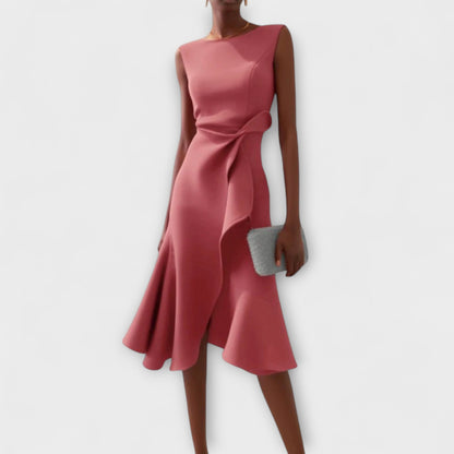 Juliette – Robe Midi Asymétrique Drapée