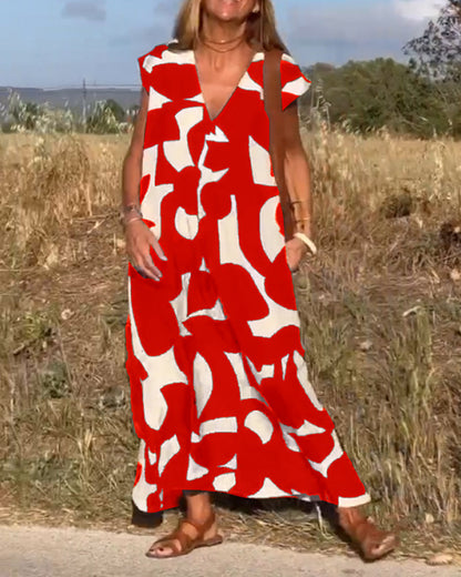 Aria™ - Robe Imprimée Ample avec Décolleté en V