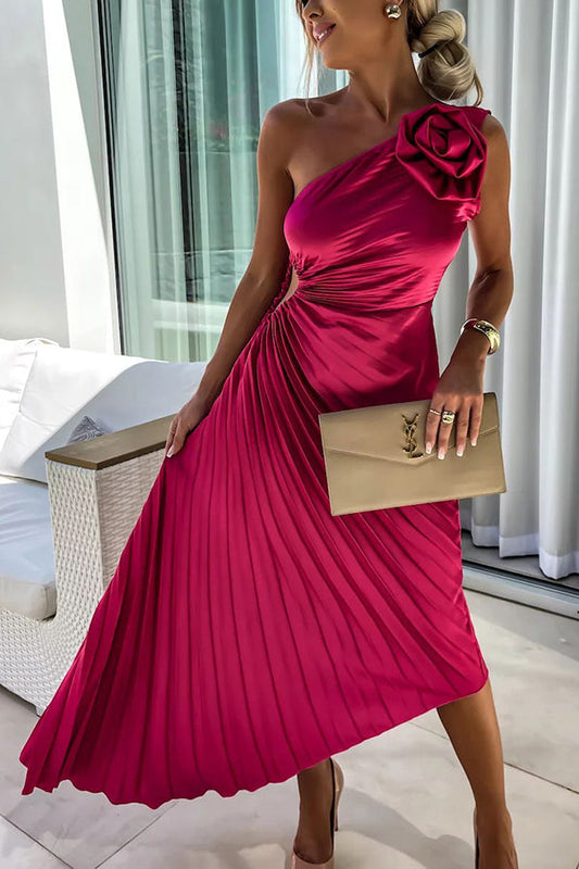 Dariella | Robe à Une Seule Manche avec Fleurs Romantiques
