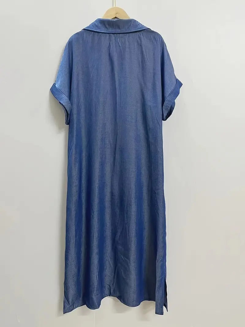 Samira-Robe chemise avec poches fixes