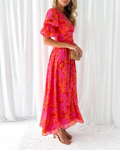 DERANA - ROBE MAXI ROUGE ROSÉE