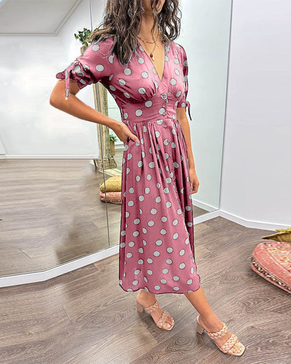 Maria | Robe à Pois avec Boutons