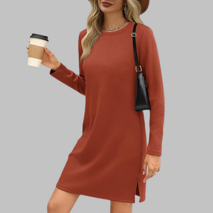 TATLO™ - Robe mini décontractée à manches longues et col rond