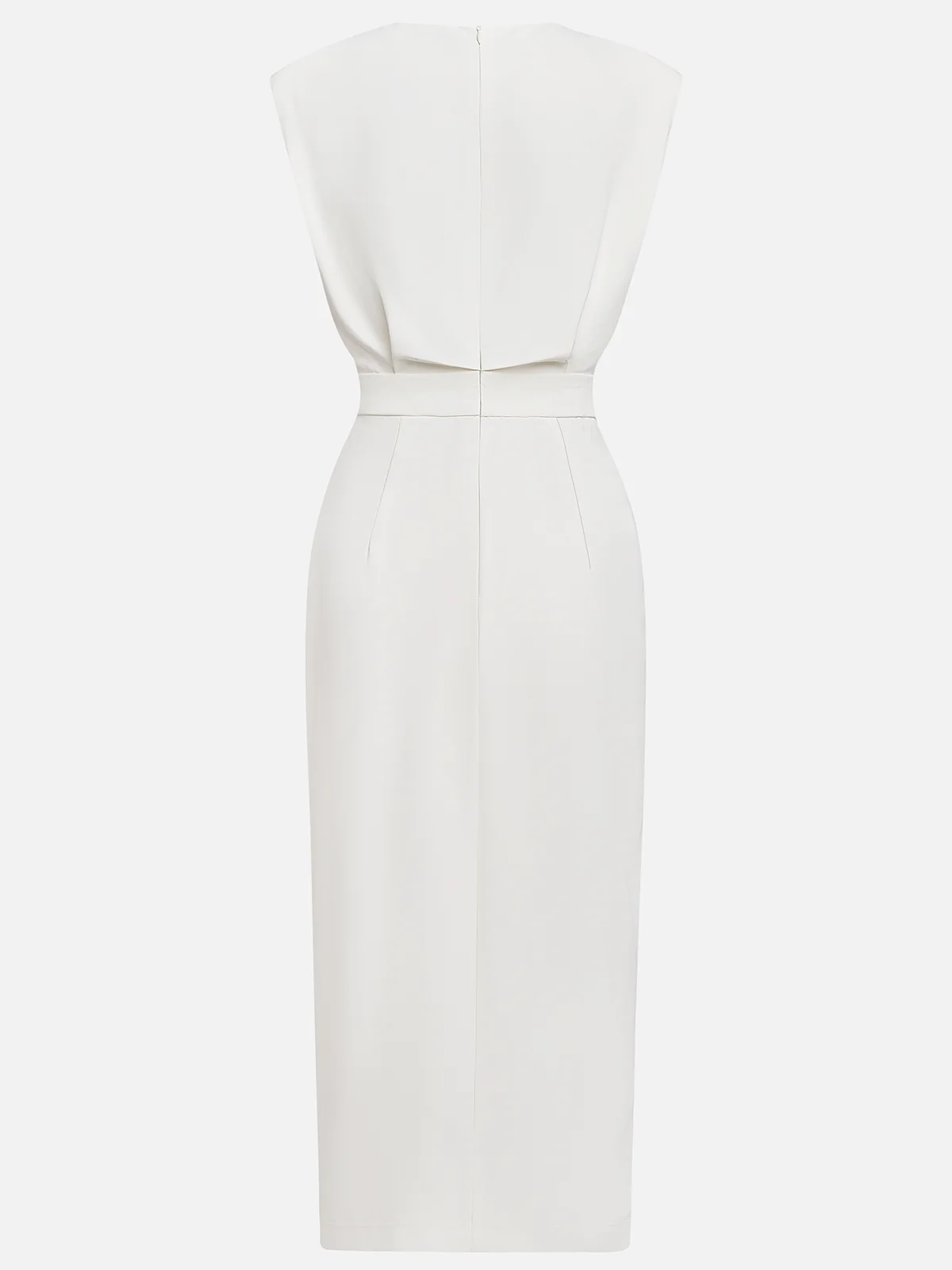 Malene™ | Robe Midi Unie avec Ouverture de Boutons et Décolleté Rond