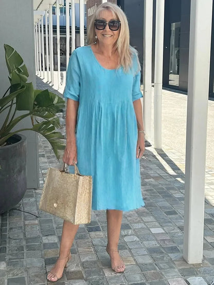 Noara - Robe Tunique en Coton Décontractée avec Poches