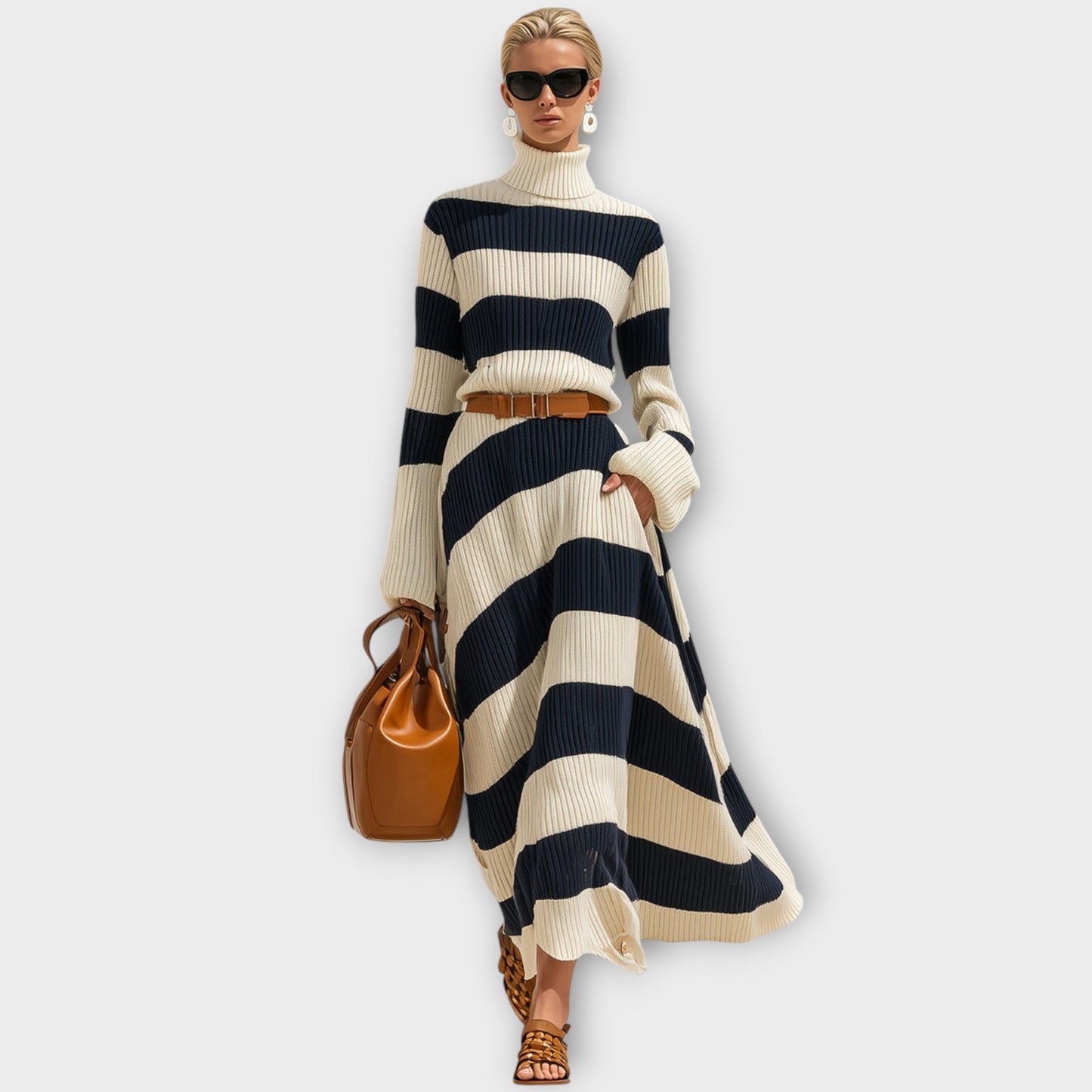 Robe Maxi Rayée en Tricot