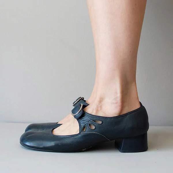 Beatrice - Sandales à Talon en Cuir avec Boucle Orthopédique