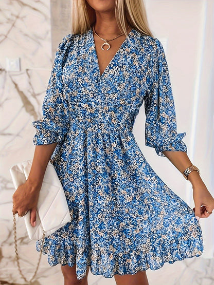 Evie | Robe Mini Élégante avec Volants Floraux