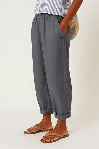 Edith - Pantalon Léger en Lin et Coton Élégant