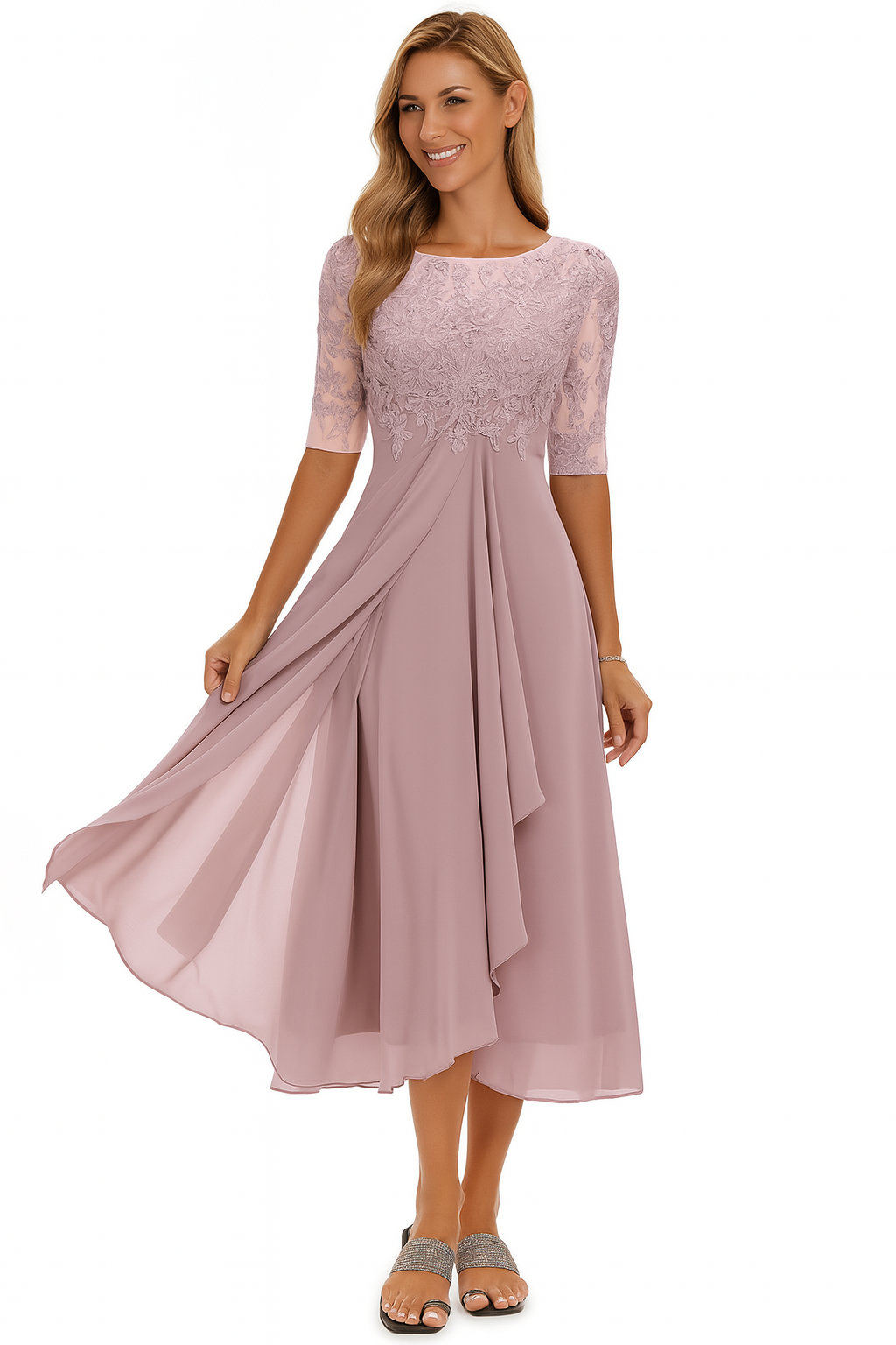 Ximena - Élégant Robe en Dentelle pour Femme au Genou