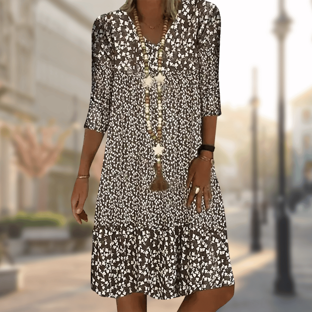 Amelie - Robe midi avec décolleté en V et imprimé floral