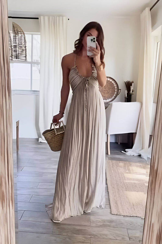 Lanie - Robe Maxi Plissée Chic