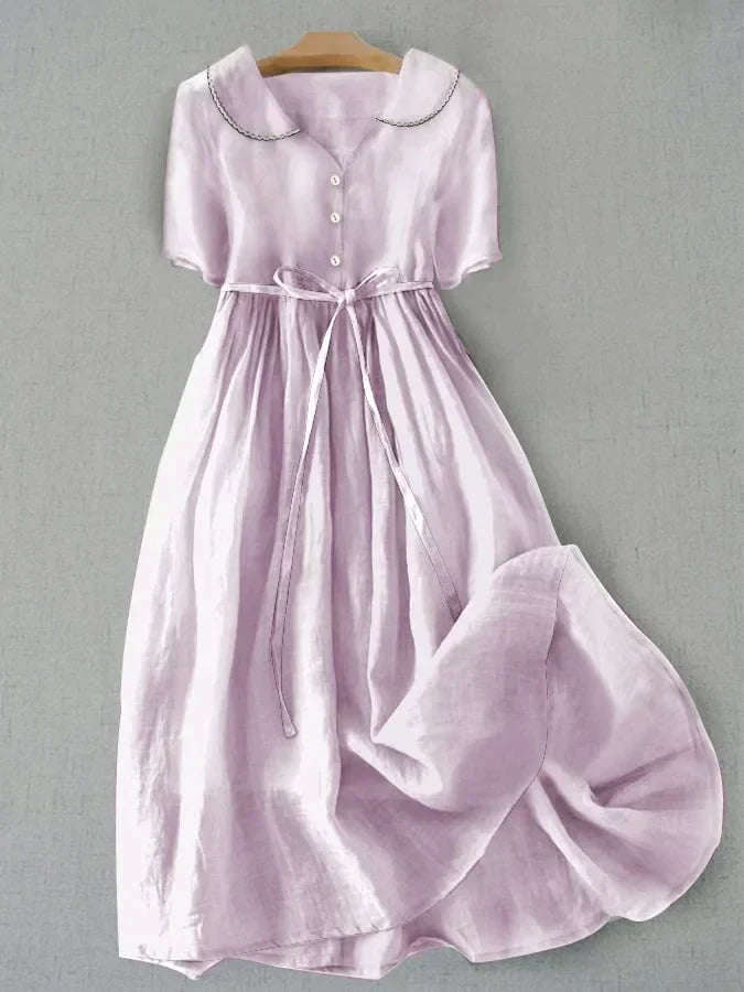 Robe Isla Midi - Élégance Confort en Coton-Lin pour Femmes