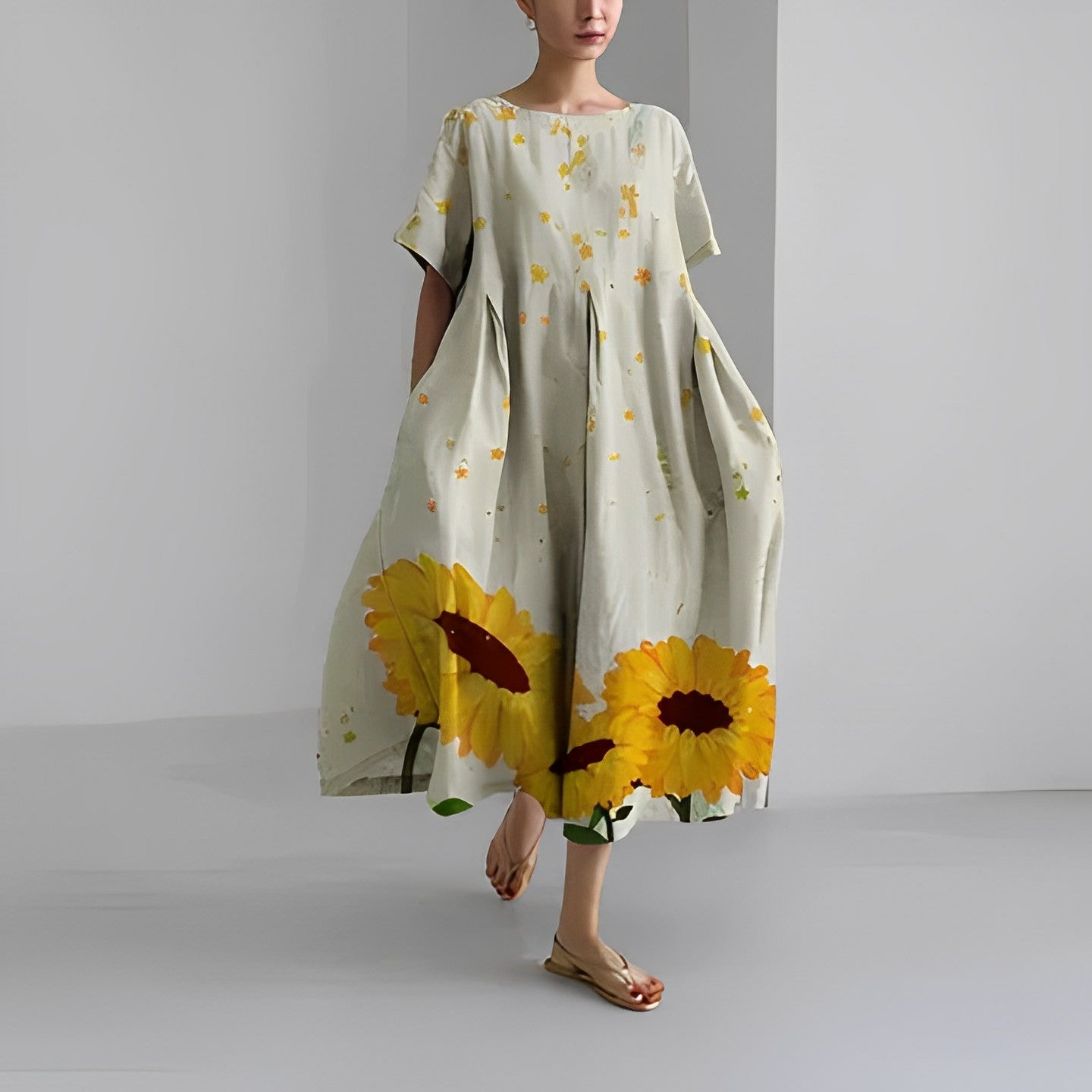 Daisy - Robe Maxi Ample à Grande Vague Rétro