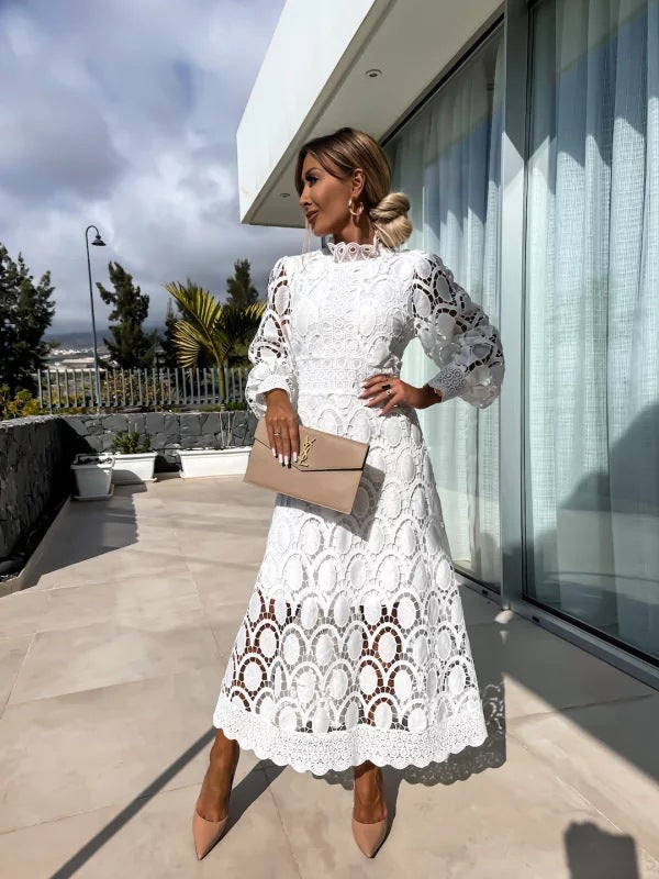 Luna™ – Robe Midi en Dentelle Harmonie Céleste