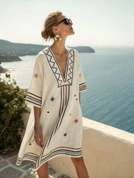 Robe courte en lin avec étoiles