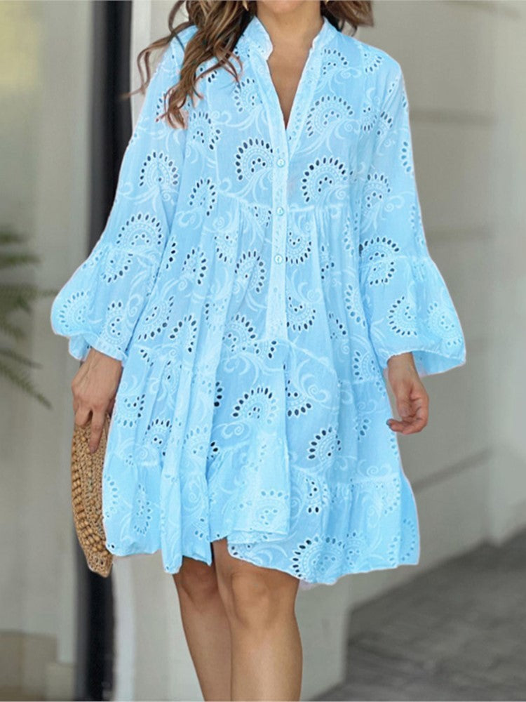 Fawna – Robe Mini Brodée avec Volants