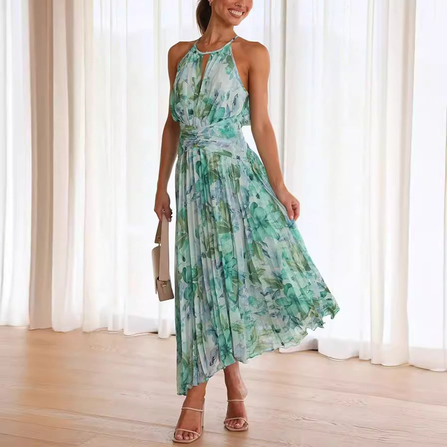 Celestine – Robe Maxi avec Décolleté Halter Plissé