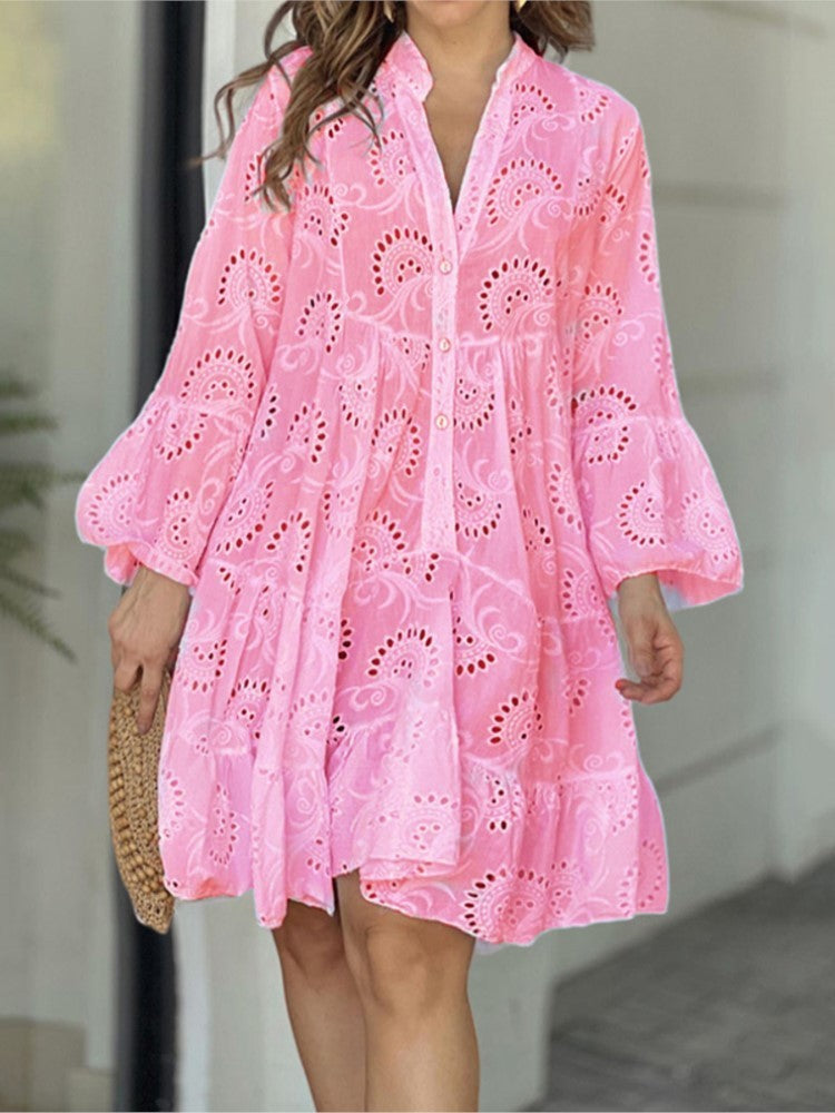 Fawna – Robe Mini Brodée avec Volants