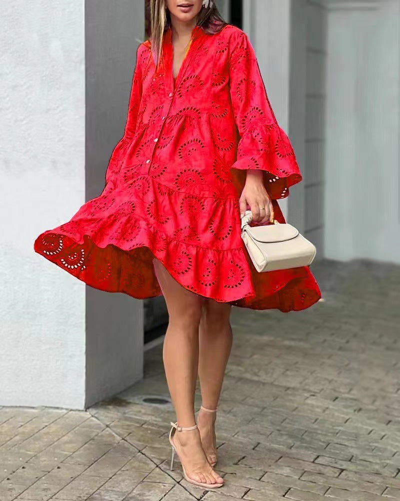 Fawna – Robe Mini Brodée avec Volants